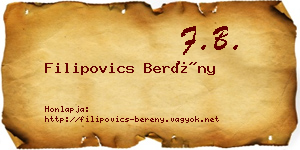 Filipovics Berény névjegykártya